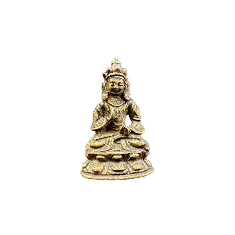 新品未使用 チベット式 イエロー ネパール 人物 仏像 室内 茶道 工芸品