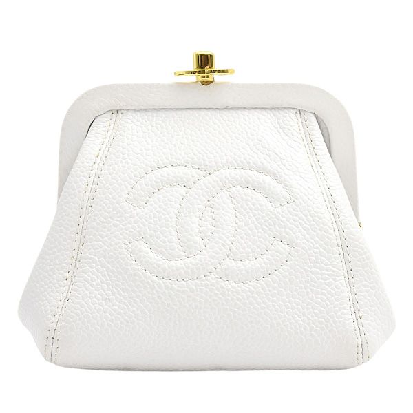 未使用　激レア　CHANEL キャビアスキン　ケース　ポーチ　がま口 シャネル バッグ レディース がま口ポーチ 小物入れ ココマーク