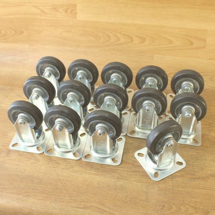 ハンマーキャスター 400 SRP-R 100 419 S-R 固定|自在ストッパー付100 mmキャスターまとめて ゴム車輪