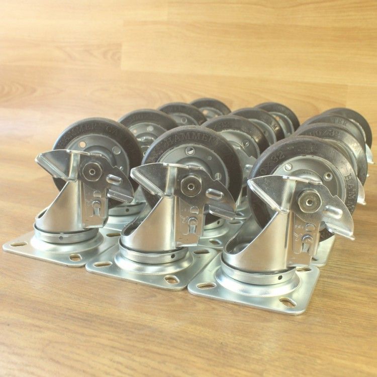 ハンマーキャスター 400 SRP-R 100 419 S-R 固定|自在ストッパー付100 mmキャスターまとめて ゴム車輪