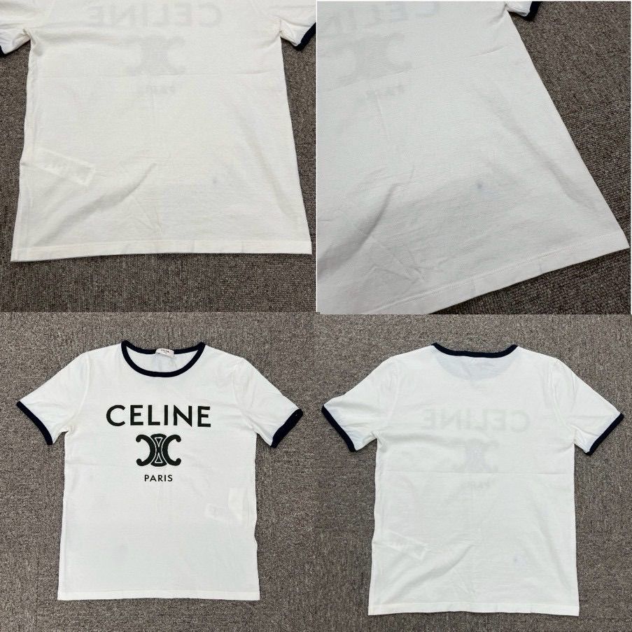 CELINE セリーヌ トリオンフ ロゴ Tシャツ レディース XS ホワイト