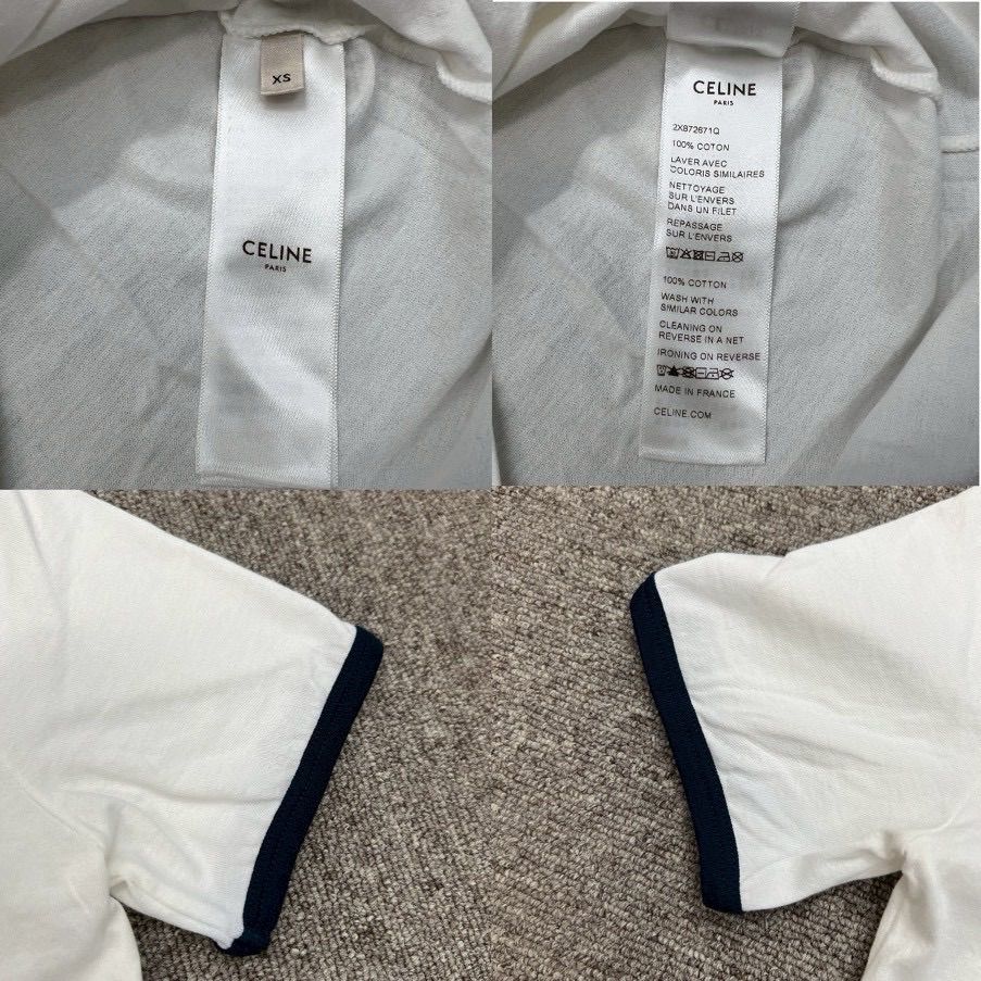 CELINE セリーヌ トリオンフ ロゴ Tシャツ レディース XS ホワイト