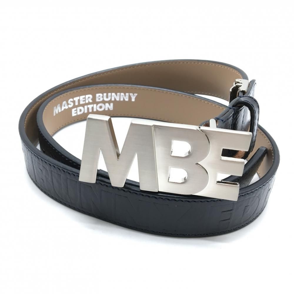 超美品】マスターバニー トップ式ベルト 黒 シルバーバックル ロゴ型