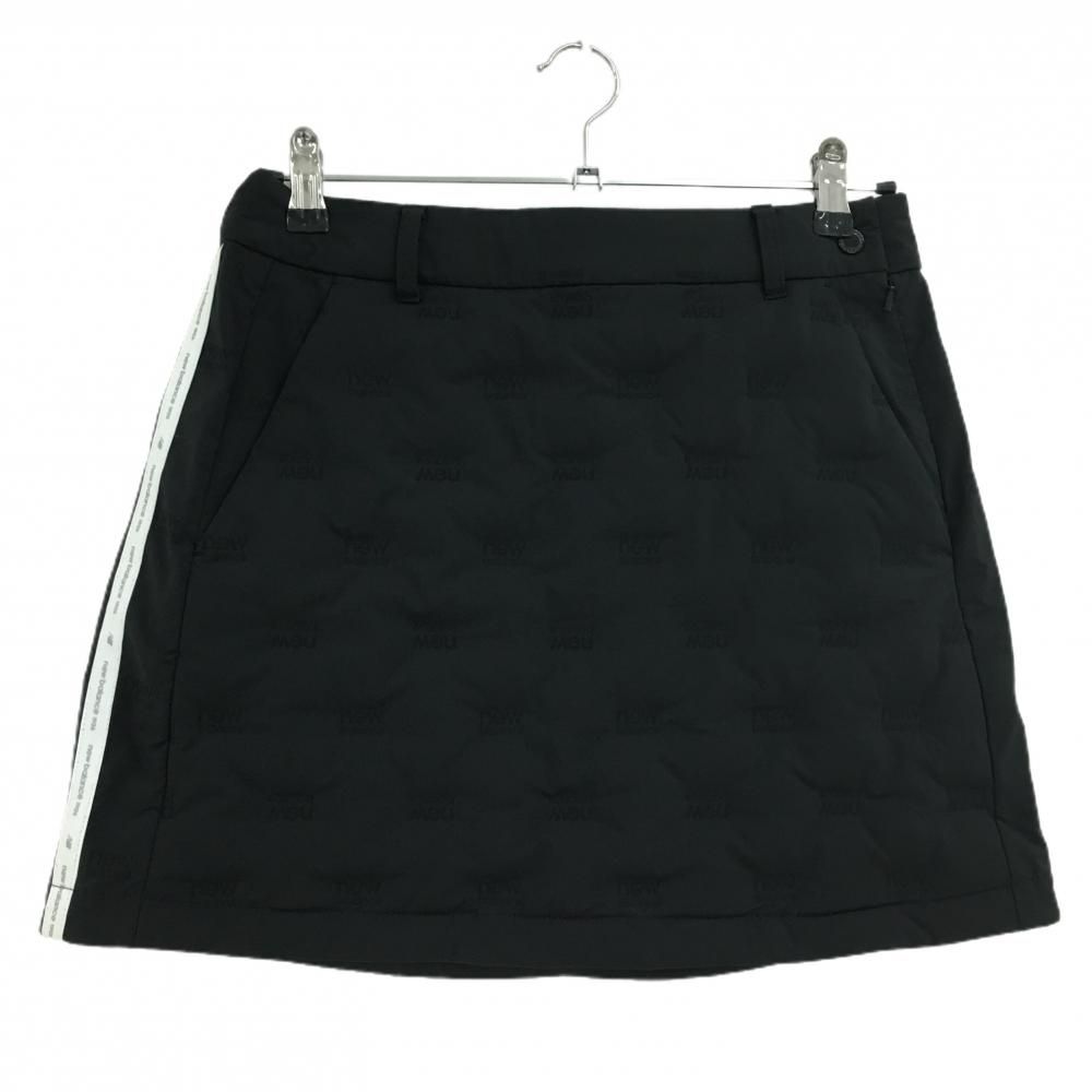 ニューバランス New Balance バックロゴ ダウンスカートレディース 美品】ニューバランス ダウンスカート 黒 ロゴ総柄 レディース 2(L