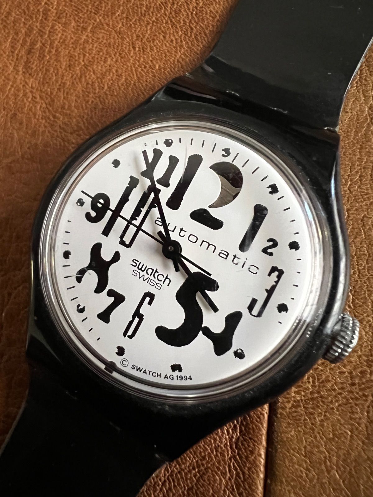 スウォッチ 自動巻き時計 裏スケルトン ブラックボード