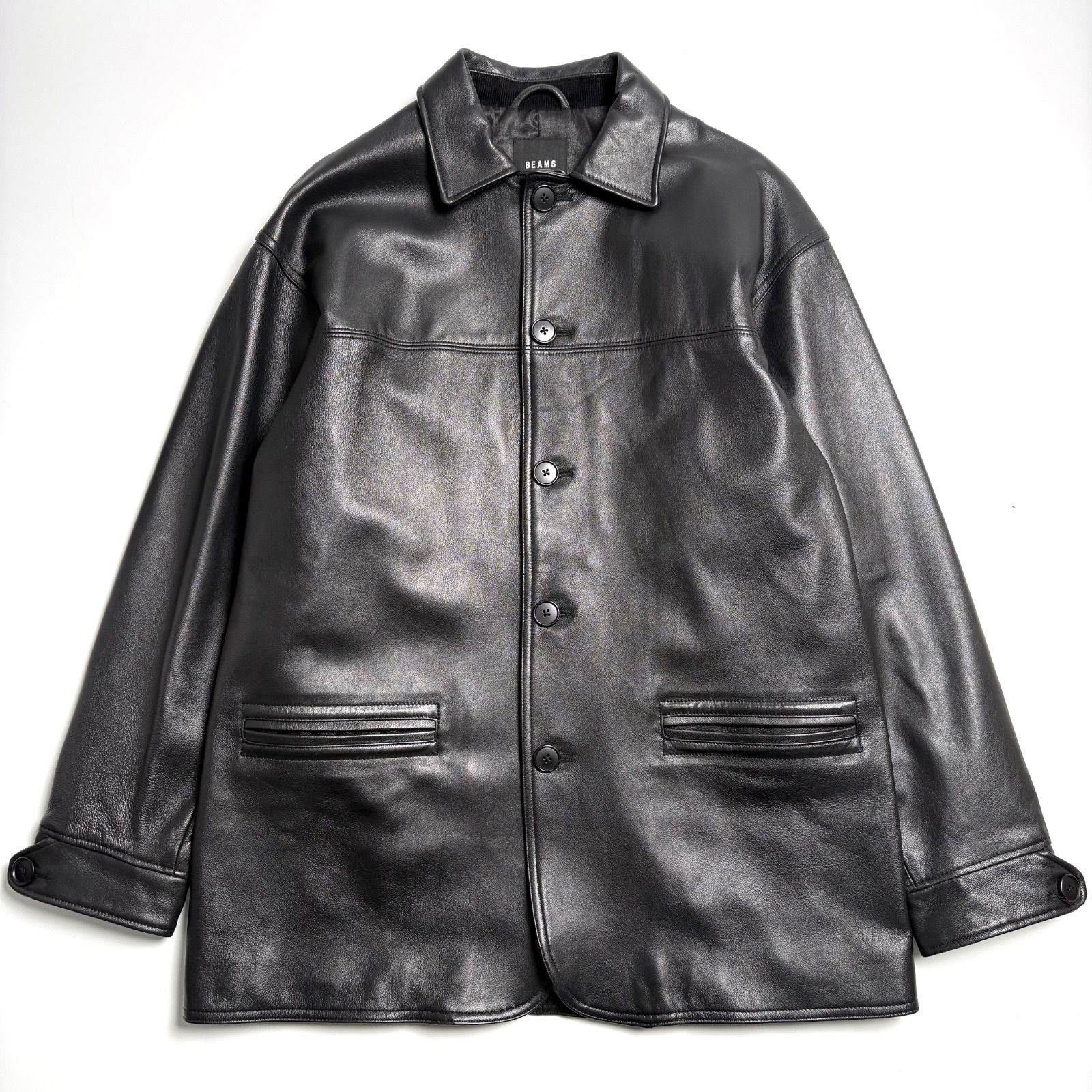 羊革】BEAMS レザージャケット 黒 M カーコート sheepskin 本革 - メルカリ