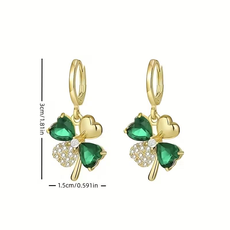 幸運の四つ葉クローバーピアス｜18Kゴールドメッキ エレガントデザイン