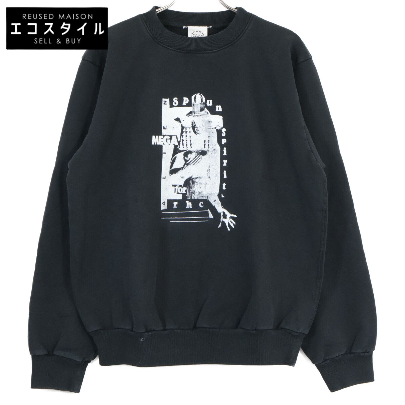 Ron Herman ロンハーマン ×SPUN SPIRIT ﾌﾞﾗｯｸ ｸﾙｰﾈｯｸ ｽｳｪｯﾄ M RHC Ron