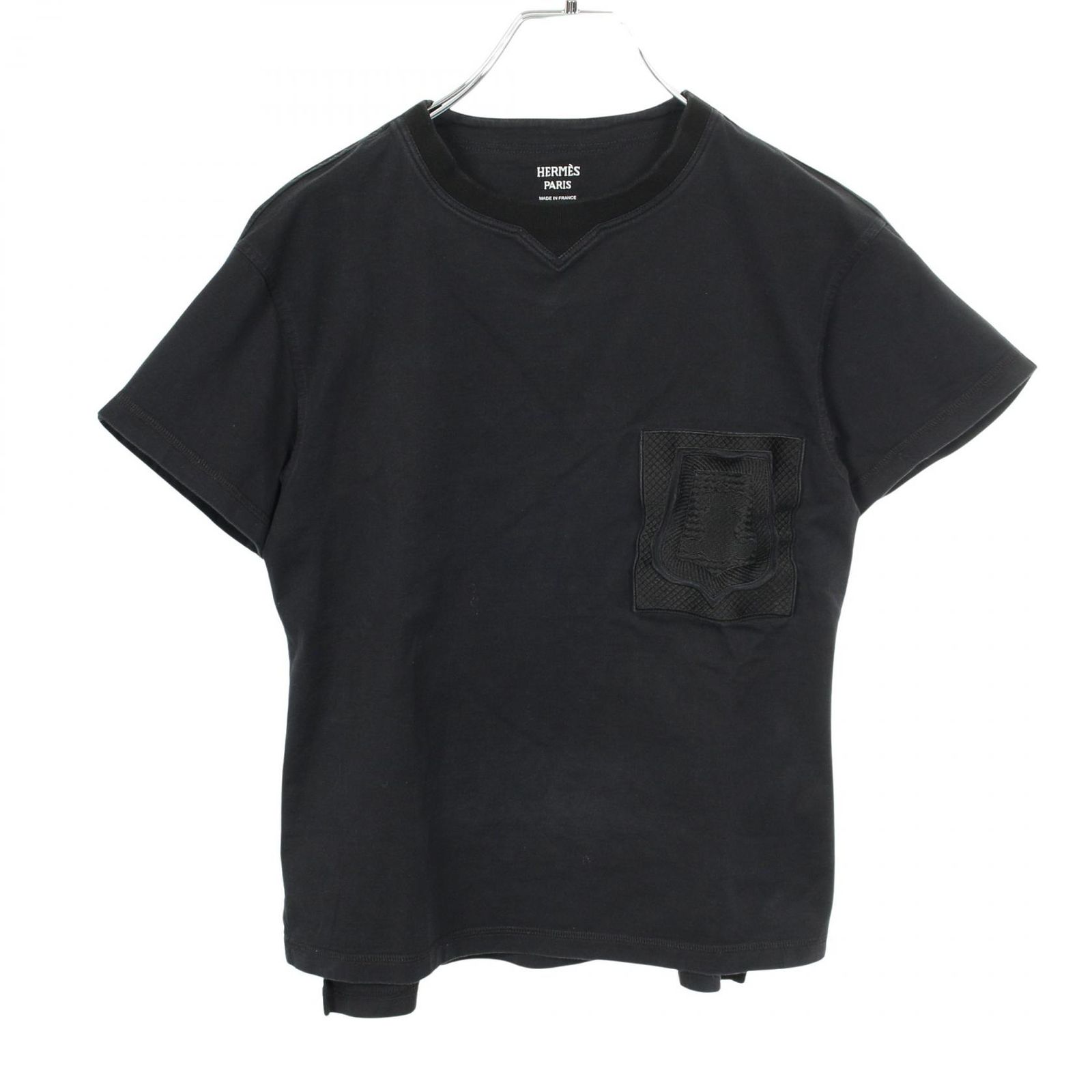 エルメス HERMES 半袖Tシャツ エンブレム ブラック コットン Tシャツ 