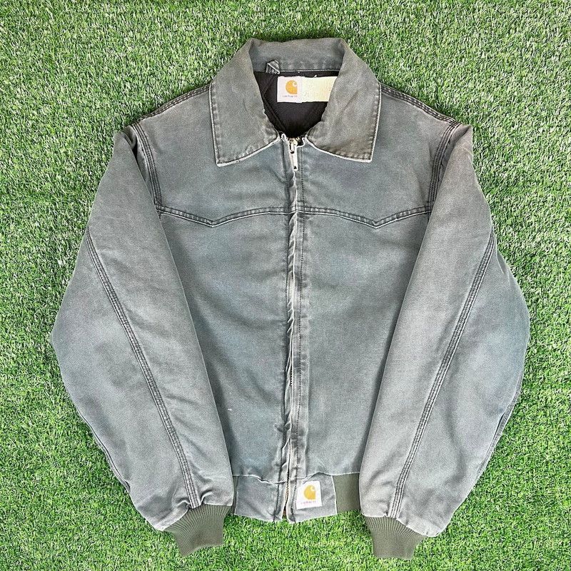 星タグ　90s Carhartt サンタフェジャケット　鬼フェード 90's USA製 カーハート サンタフェジャケット ブラック 黒 鬼フェード