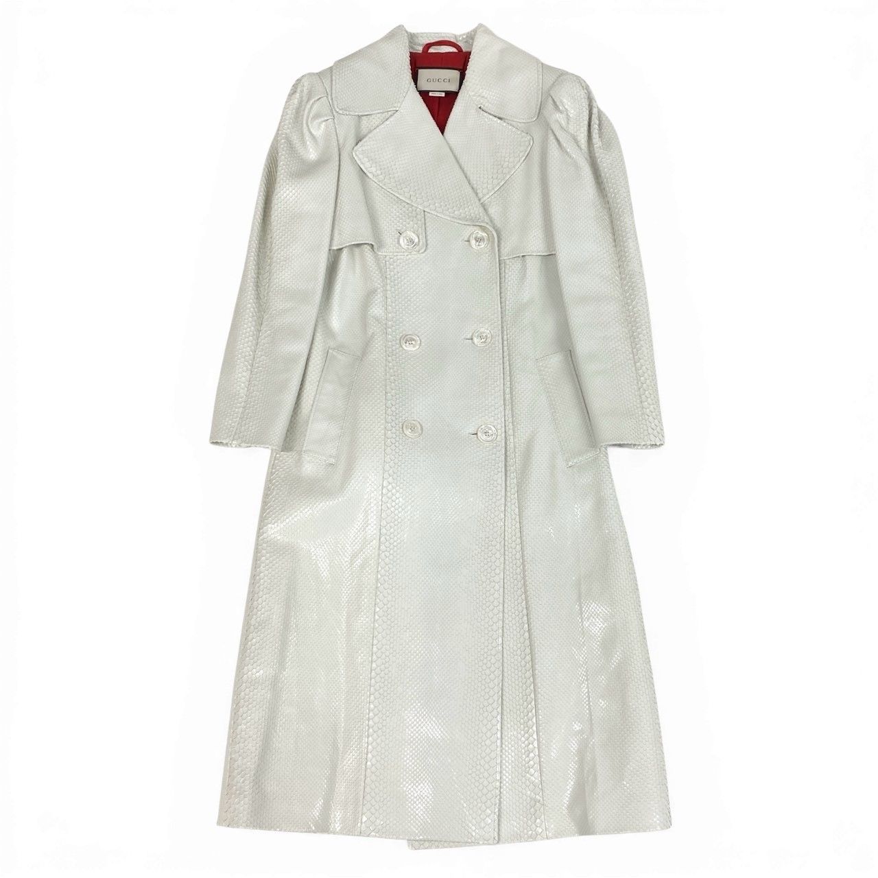 b4【美品】GUCCI グッチ トレンチコート ロングコート ヘビ 裏地 鯉