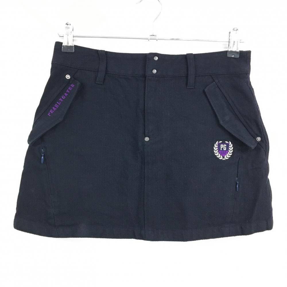 美品】パーリーゲイツ スカート ネイビー ウール混 内側インナーパンツ