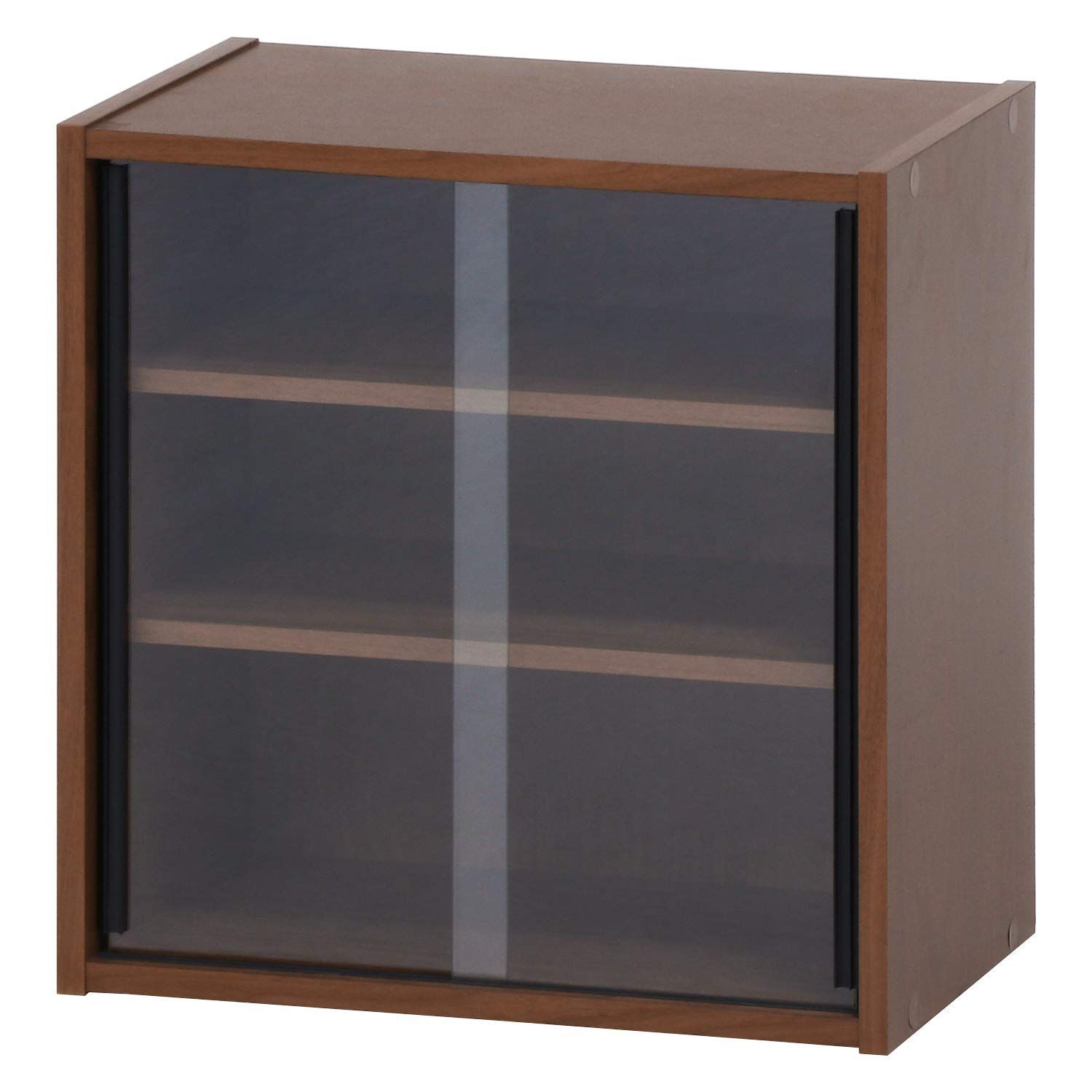 可動棚 組立品 ガラス扉 ミディアムブラウン 幅43×奥行29×高さ44cm