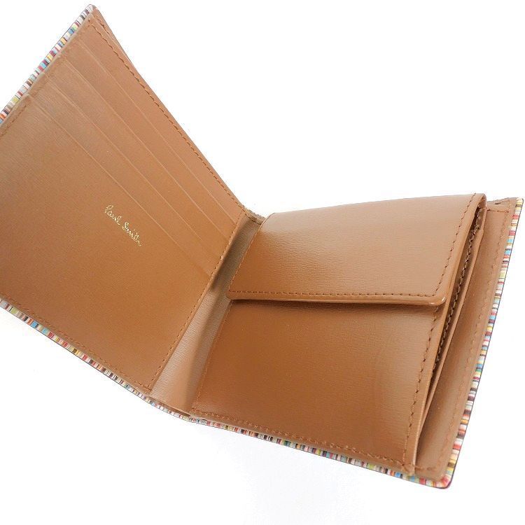 新品 Paul Smith ポールスミス キャメル マルチストライプエッジ 財布