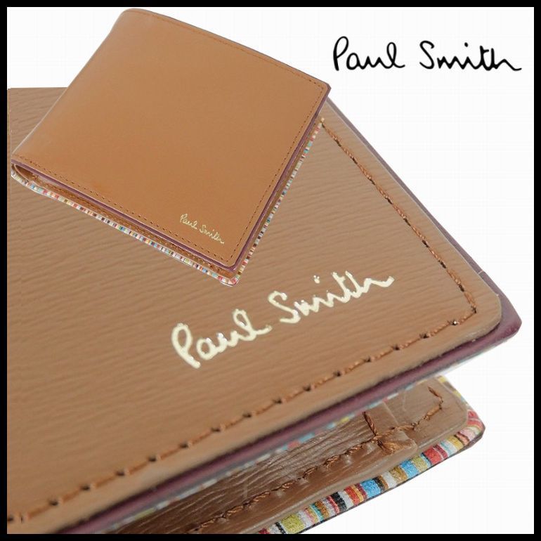 新品 Paul Smith ポールスミス キャメル マルチストライプエッジ 財布