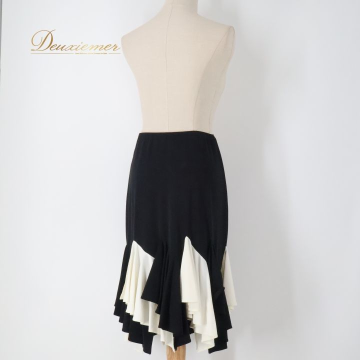 社交ダンス 衣装 スカート ブラック系 ホワイト系 チャコットロイヤル