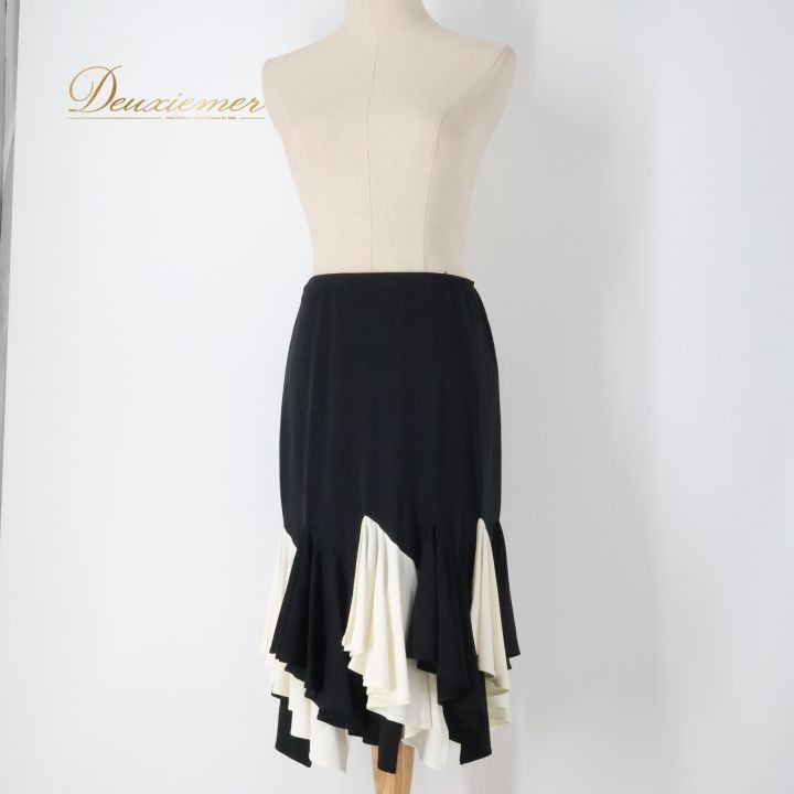 社交ダンス 衣装 スカート ブラック系 ホワイト系 チャコットロイヤル