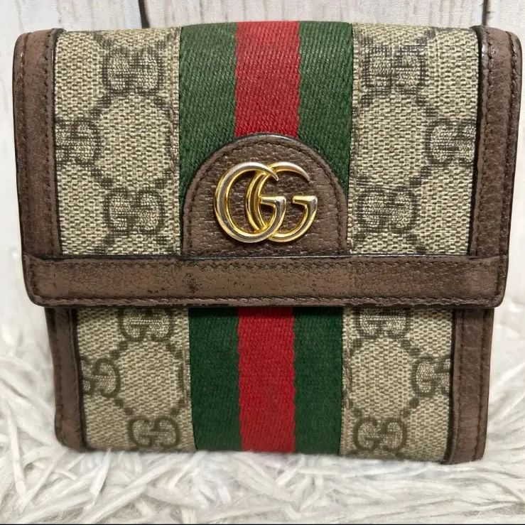 GUCCI グッチ GGスプリーム オフィディア シェリーライン 二つ折り財布