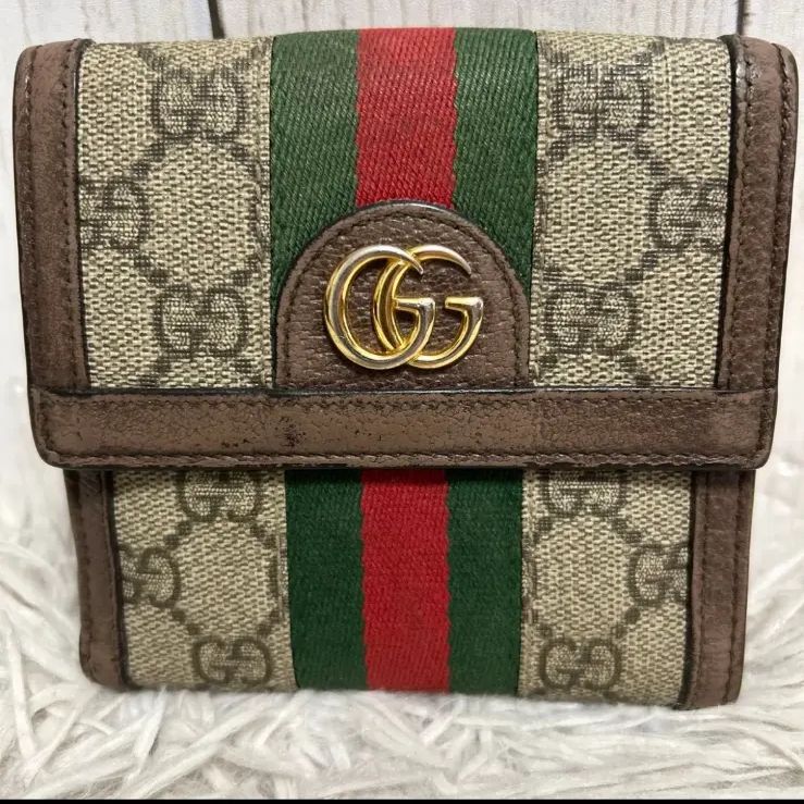 GUCCI グッチ GGスプリーム オフィディア シェリーライン 二つ折り財布