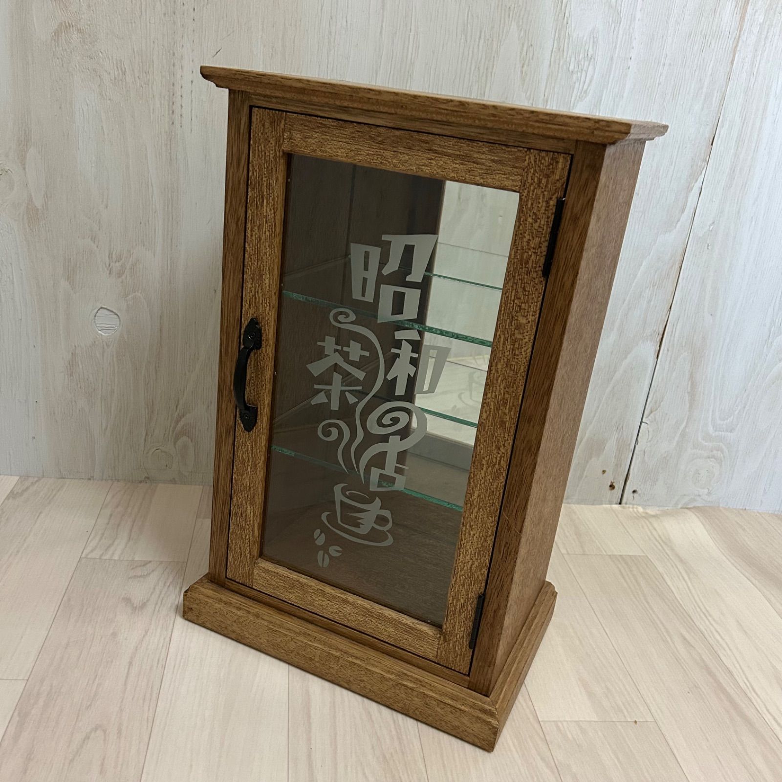 レトロ 木製 ガラスケース 三段 ショーケース 卓上 展示ケース 店舗