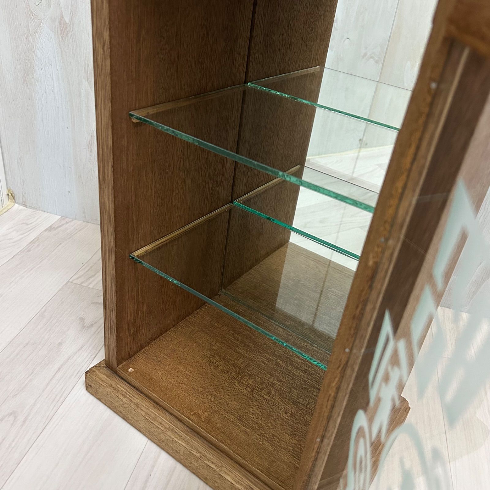 レトロ 木製 ガラスケース 三段 ショーケース 卓上 展示ケース 店舗