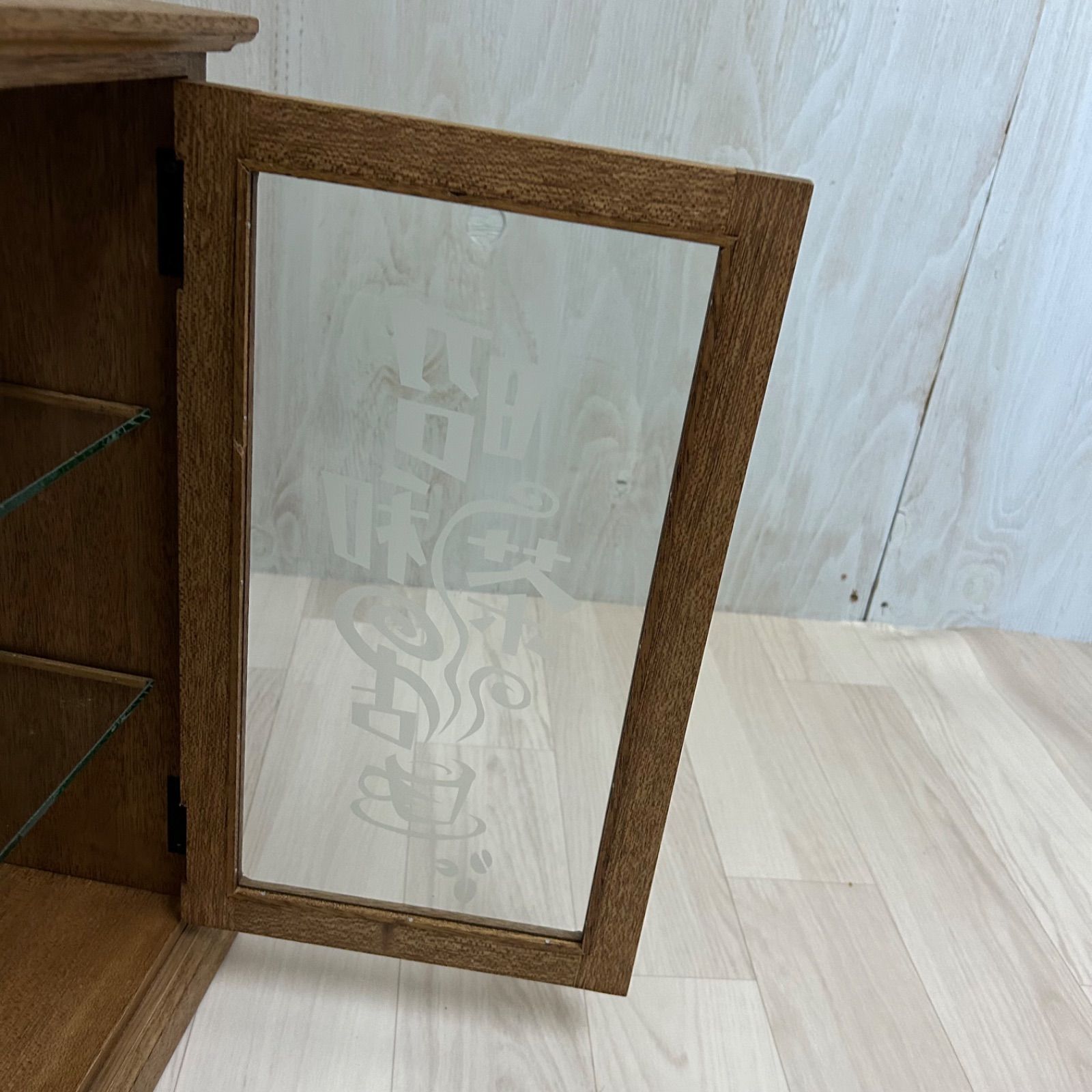 レトロ 木製 ガラスケース 三段 ショーケース 卓上 展示ケース 店舗