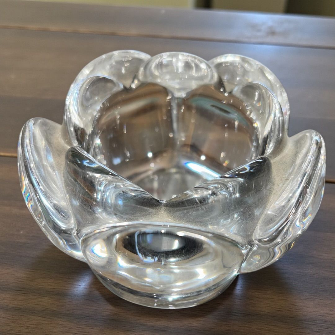 ロイヤルコペンハーゲン キャンドルホルダー 蓮 花 クリスタルガラス