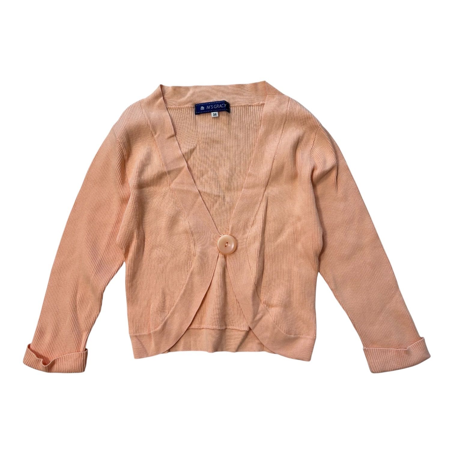 M'S GRACY エムズグレイシー リブニットカーディガン ピーチカラー