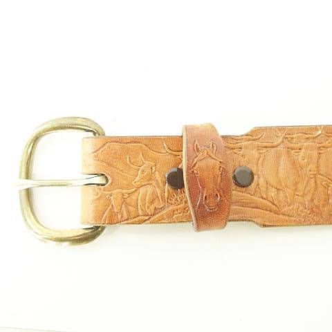 ヴィンテージ レザー ベルト 3点セット ブラウン系 約30インチ - メルカリ