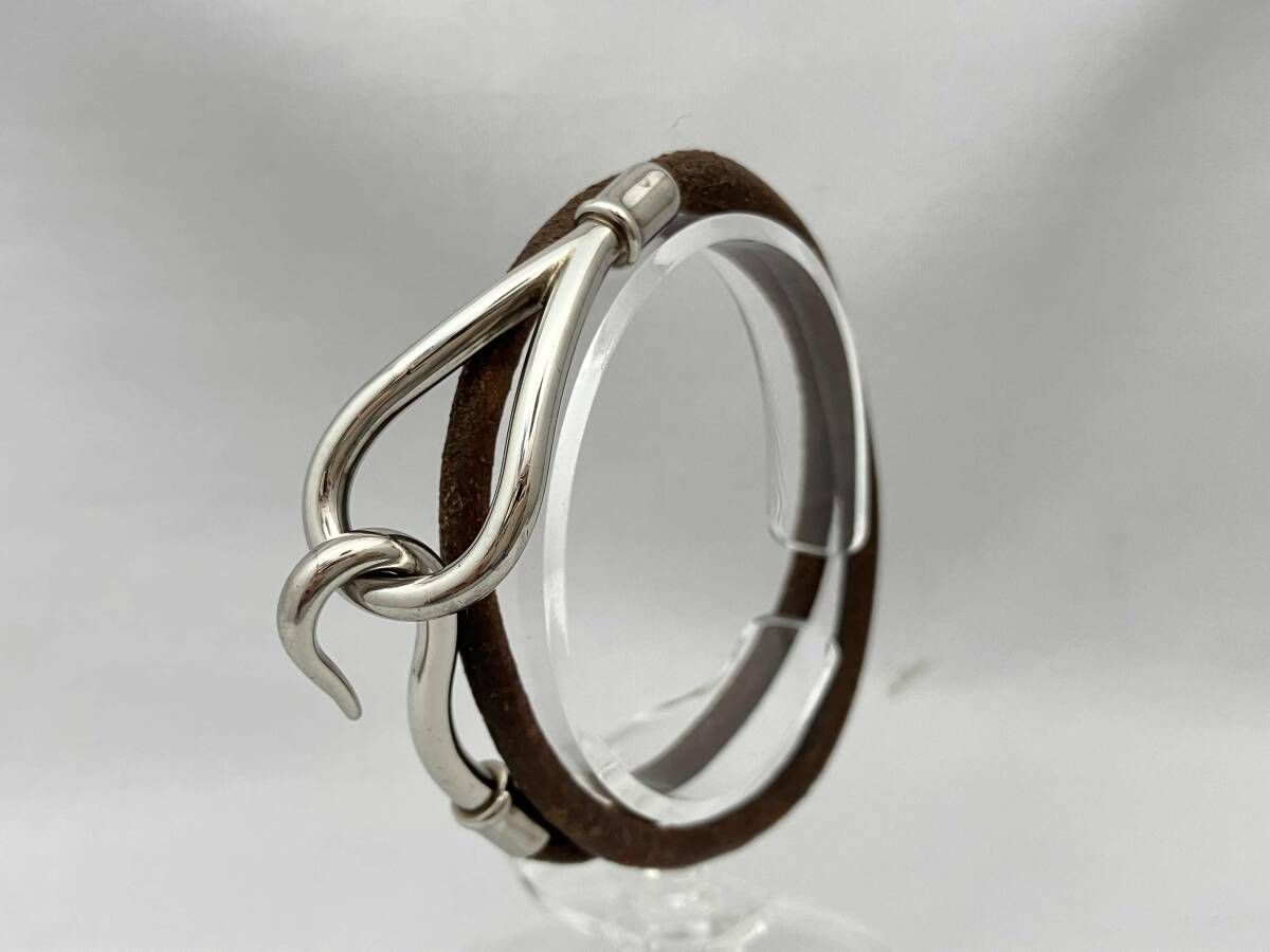 HERMES ジャンボ レザー チョーカー 二連 ブレスレット 全長約36cm