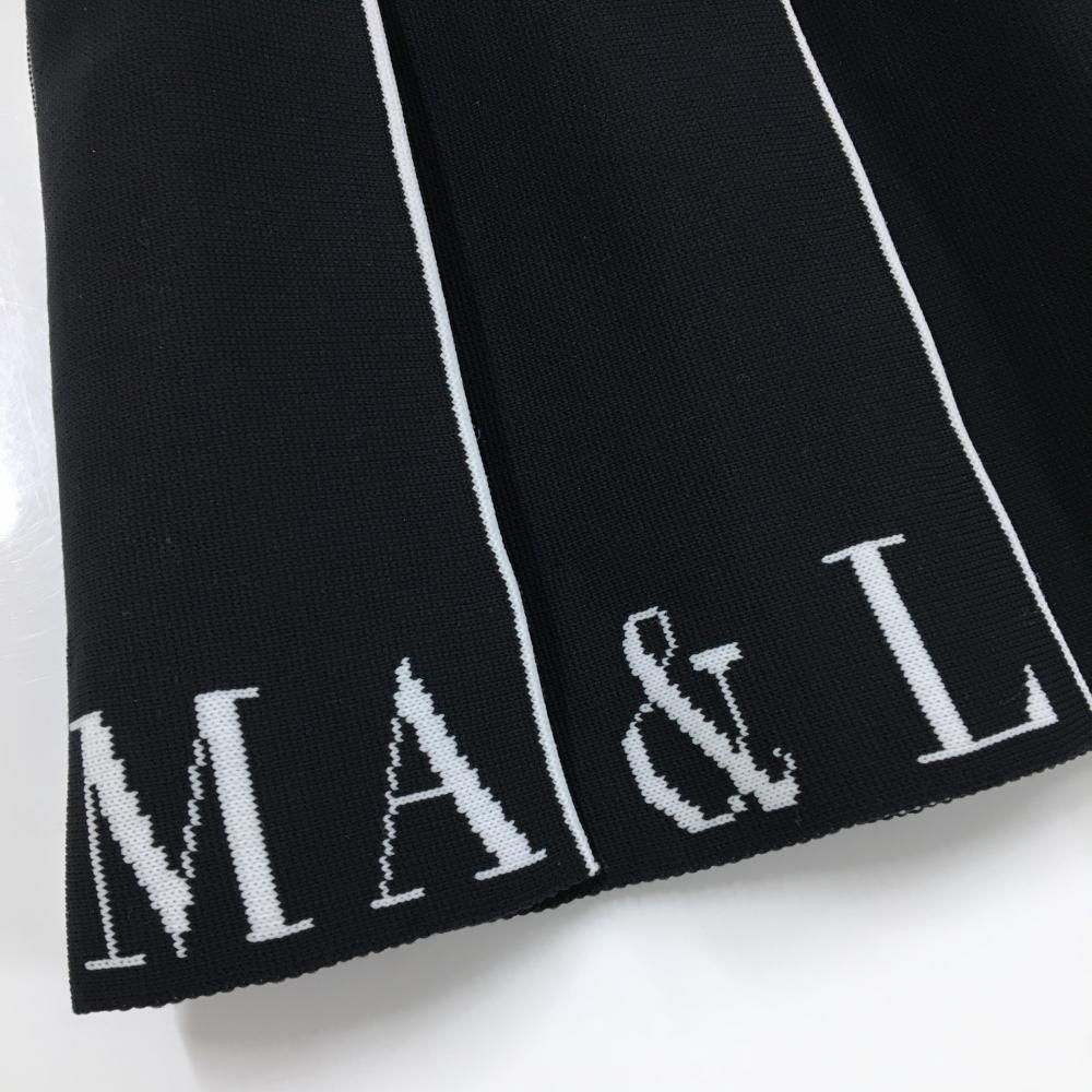 超美品】マークアンドロナ ニットスカート 黒×白 プリーツ 裾ロゴ