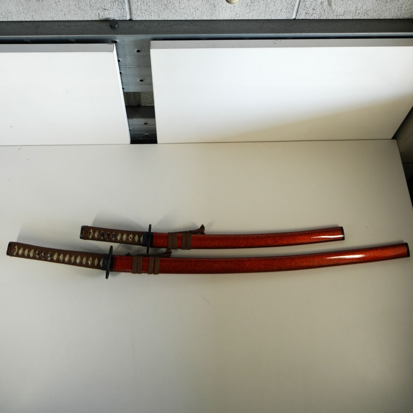 IM] 模造刀 2本セット 日本刀 大小 打刀 脇差 大刀 小刀 菱巻 目貫 龍