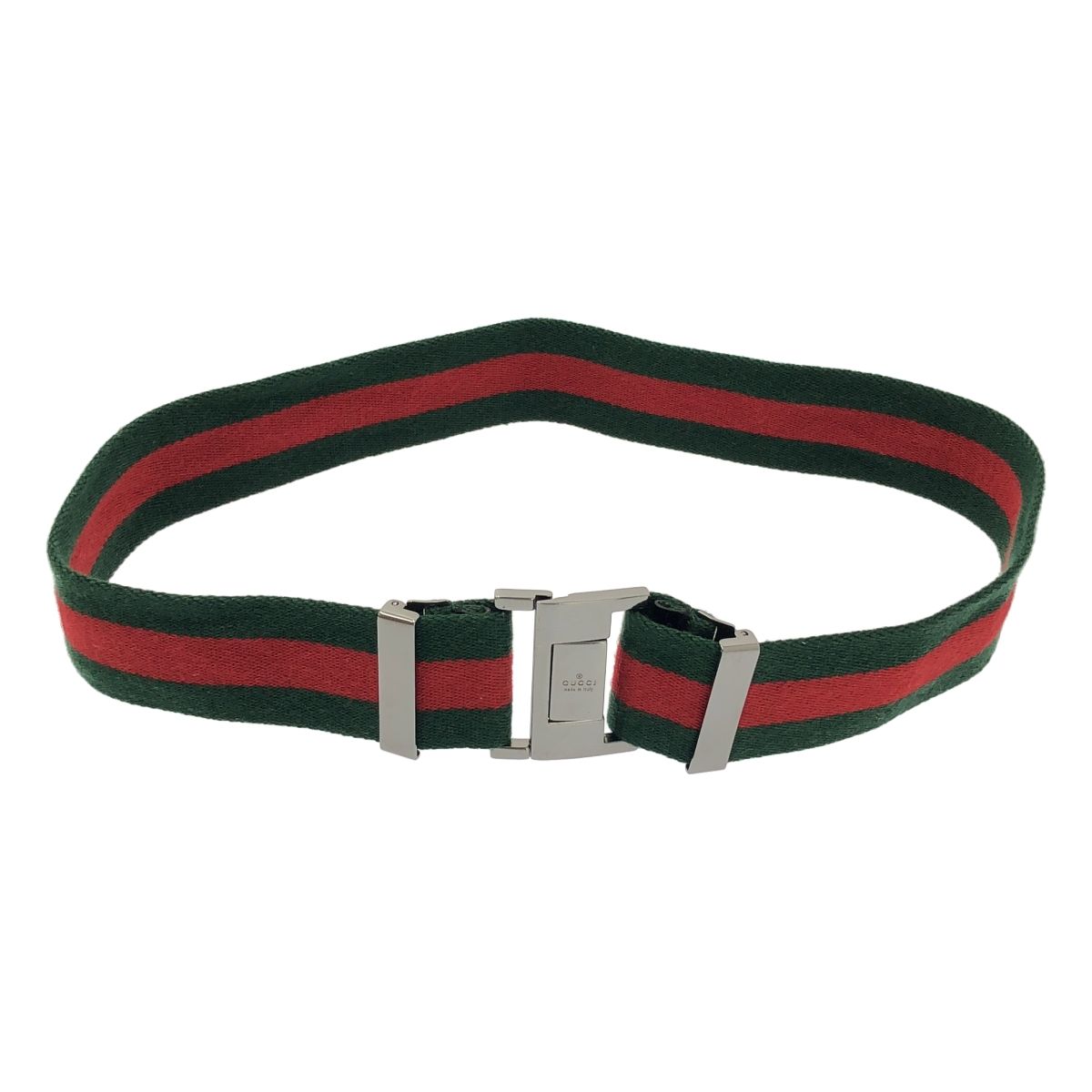 Gucci グリーン/レッド ストライプ ベルト GUCCI / グッチ | コットン シェリーライン ベルト | グリーン/レッド