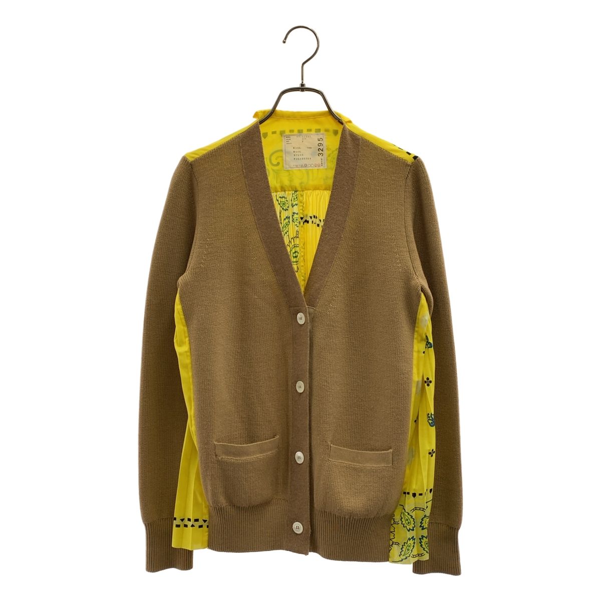 sacai / サカイ | ペイズリー柄 プリーツ Vネック カーディガン | 2