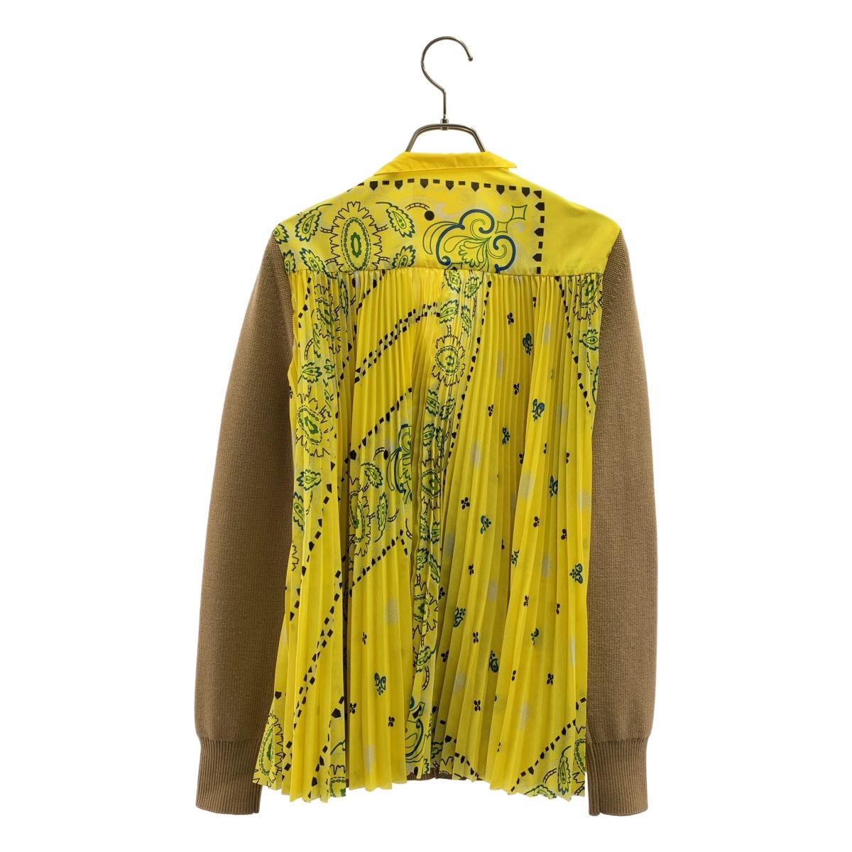 sacai / サカイ | ペイズリー柄 プリーツ Vネック カーディガン | 2