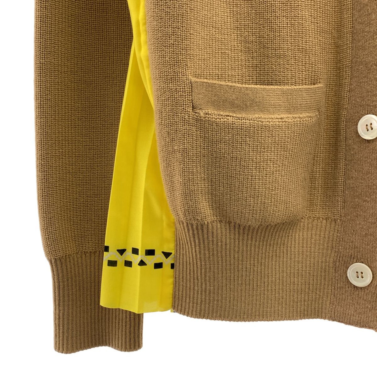 sacai / サカイ | ペイズリー柄 プリーツ Vネック カーディガン | 2