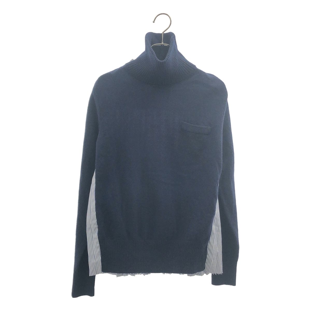 sacai / サカイ | 異素材切替 バックプリーツ タートルネックニット