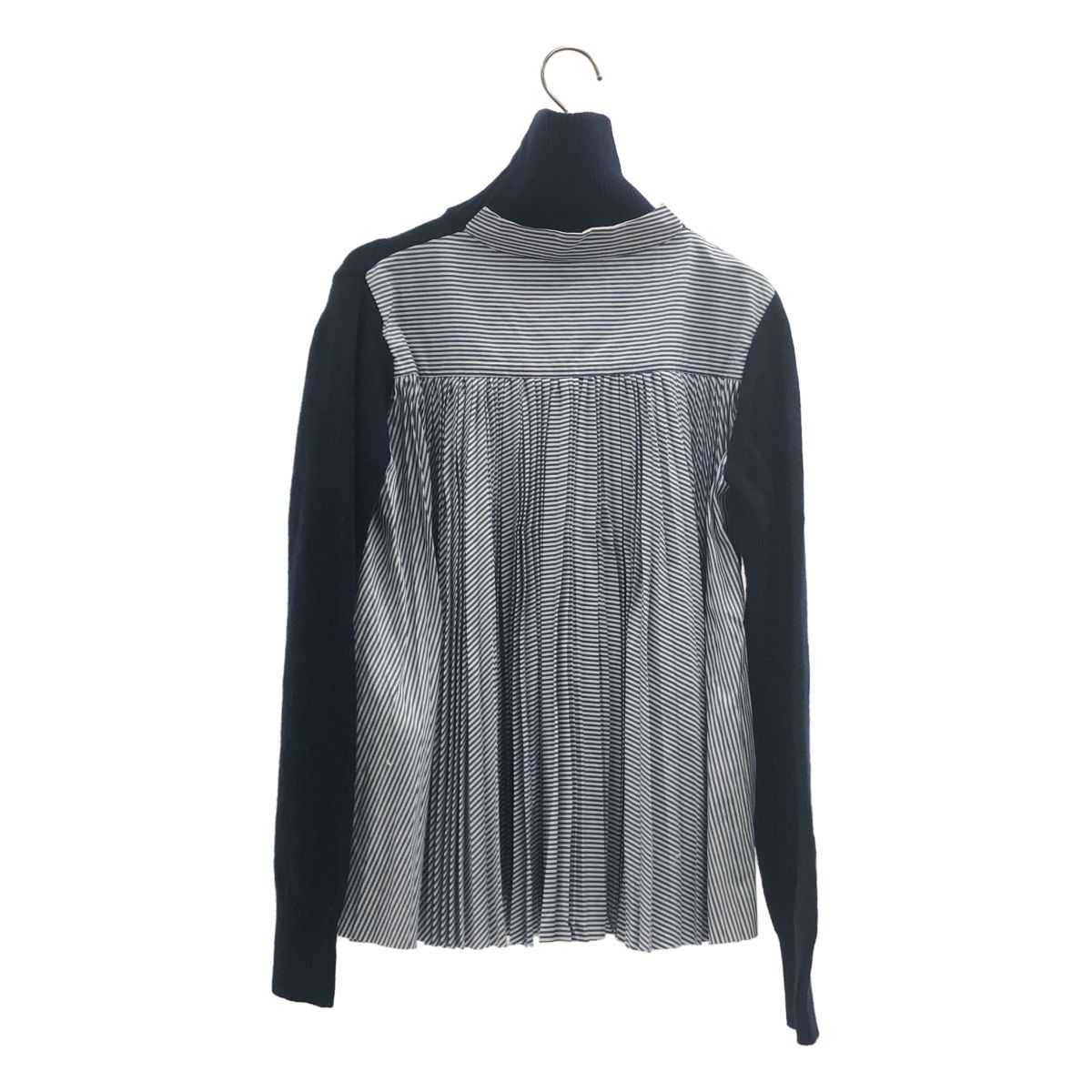 【美品】sacai バックプリーツ ドッキング ニット タートルネック サカイ sacai / サカイ | 異素材切替 バックプリーツ タートルネックニット