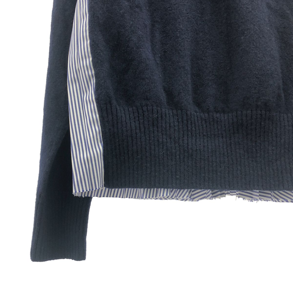 sacai / サカイ | 異素材切替 バックプリーツ タートルネックニット