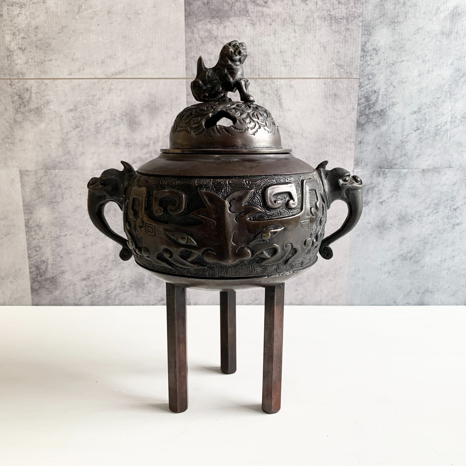 獅子 蓋付き香炉 香炉 置物 高岡銅器 大和型獅子蓋 大 | 香炉 | 伝統
