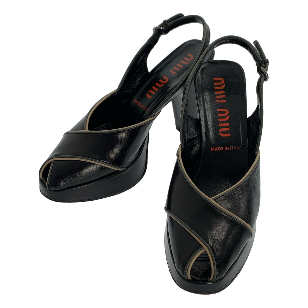 miu miu / ミュウミュウ | レザー オープントゥ ヒール パンプス | 36