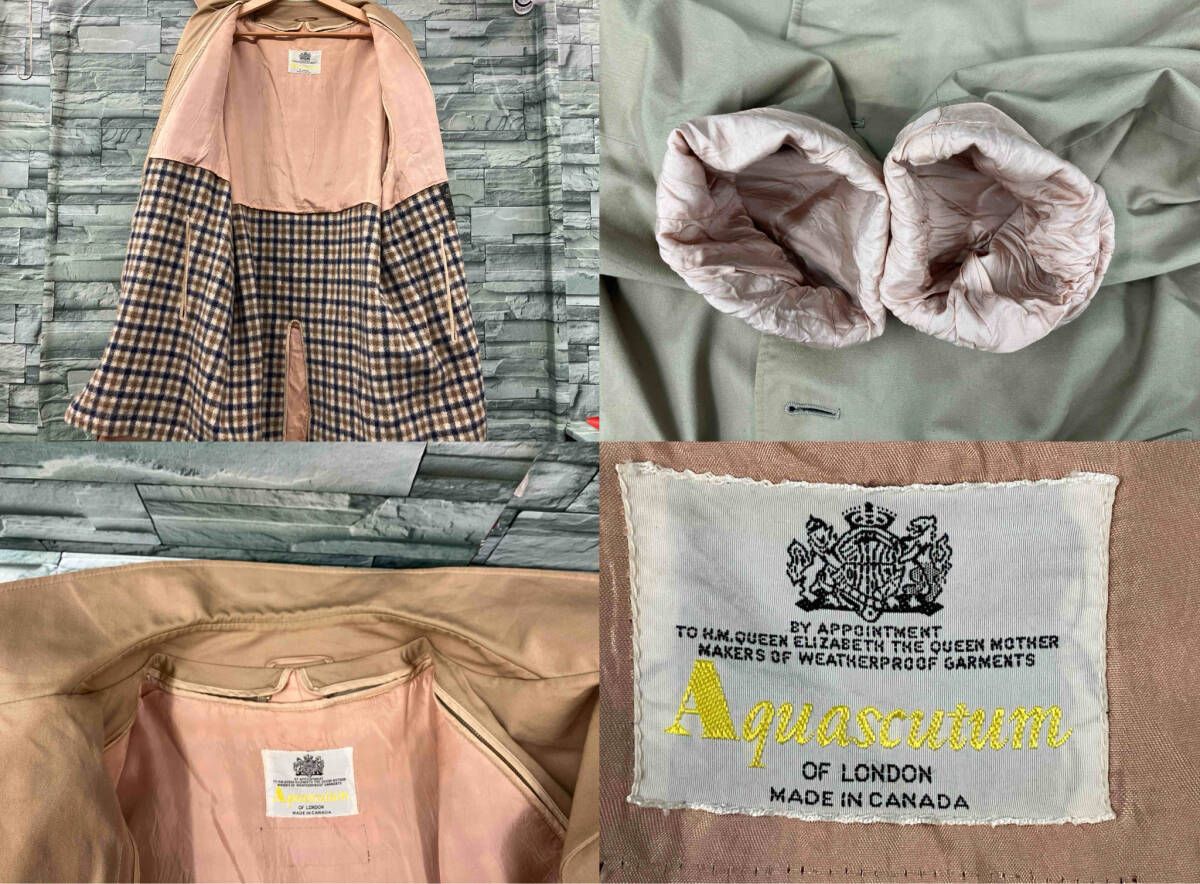 Aquascutum/トレンチコート/裏地チェック/ベージュ/アクアスキュータム