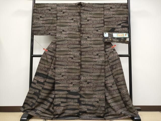 平和屋着物○本場染大島紬 訪問着 草花間道 正絹 逸品 DAAM1268ud 平和