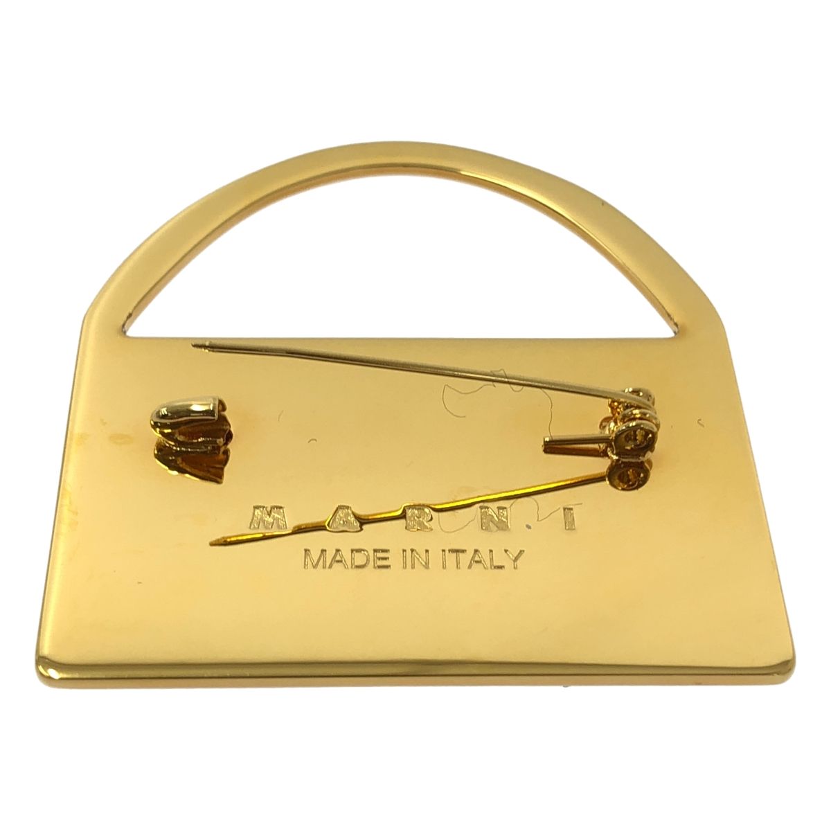 MARNI / マルニ | バック型 ピン ブローチ | ゴールド/グレー - メルカリ