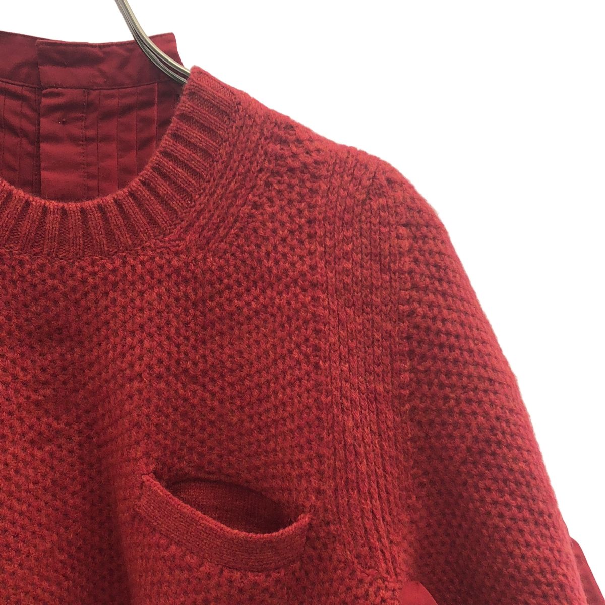 sacai / サカイ | 異素材切替 バックプリーツ ドッキング ニット | 2