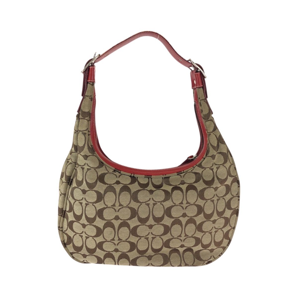 COACH コーチ シグネチャー ブラウン ベージュ レッド キャンバス