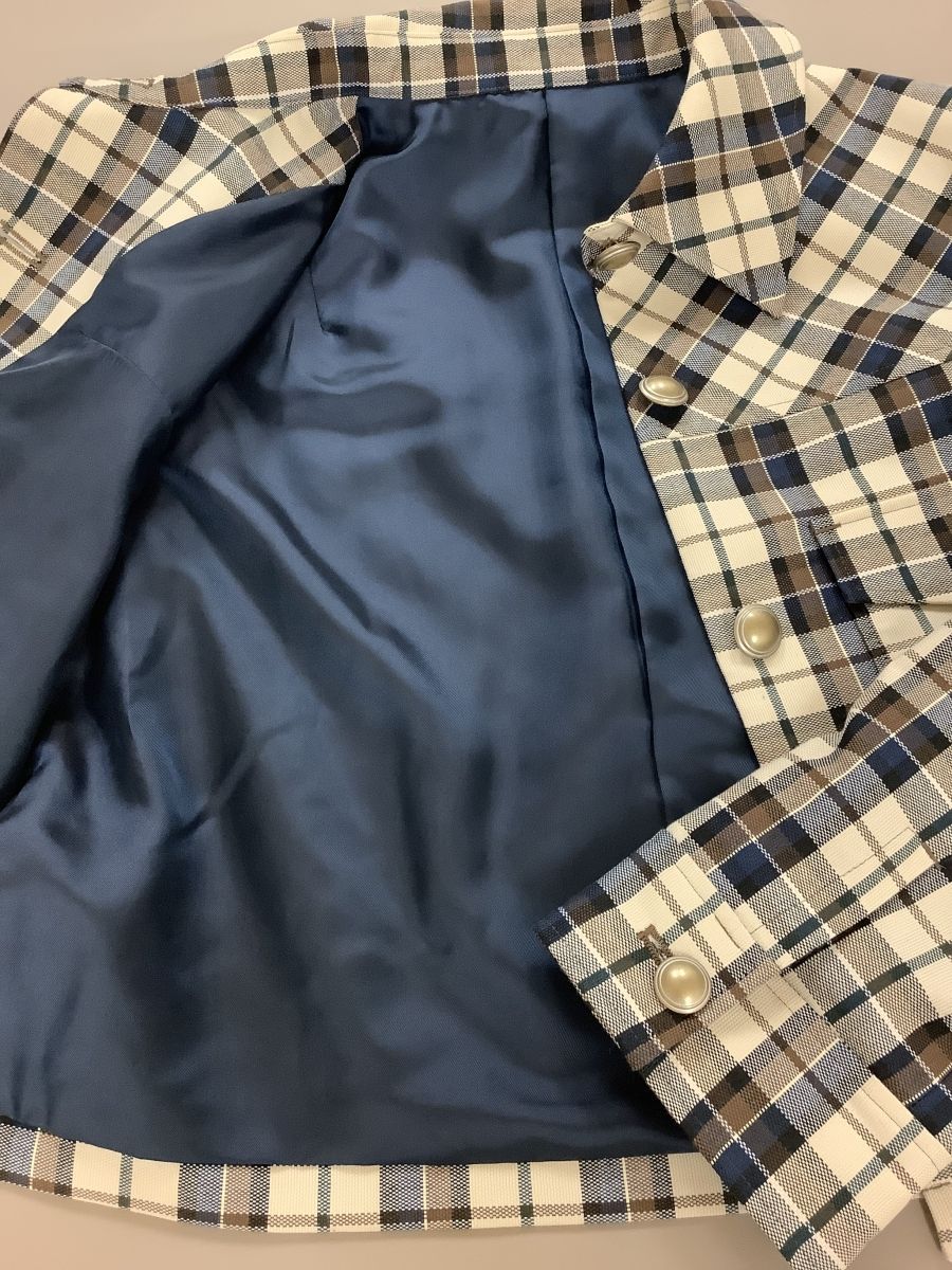 ロイスクレヨン　ブルゾン ロイスクレヨン (Lois CRAYON) チェックブルゾン ベージュ×ネイビー