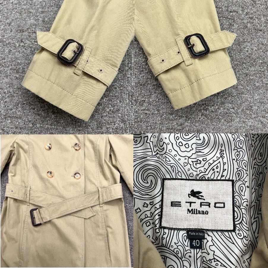 ETRO エトロ トレンチコート レディース 40サイズ ベージュ ベルト付き