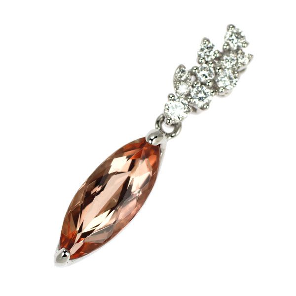 Pt900 シェリーカラー インペリアル トパーズ ダイヤモンド ペンダント