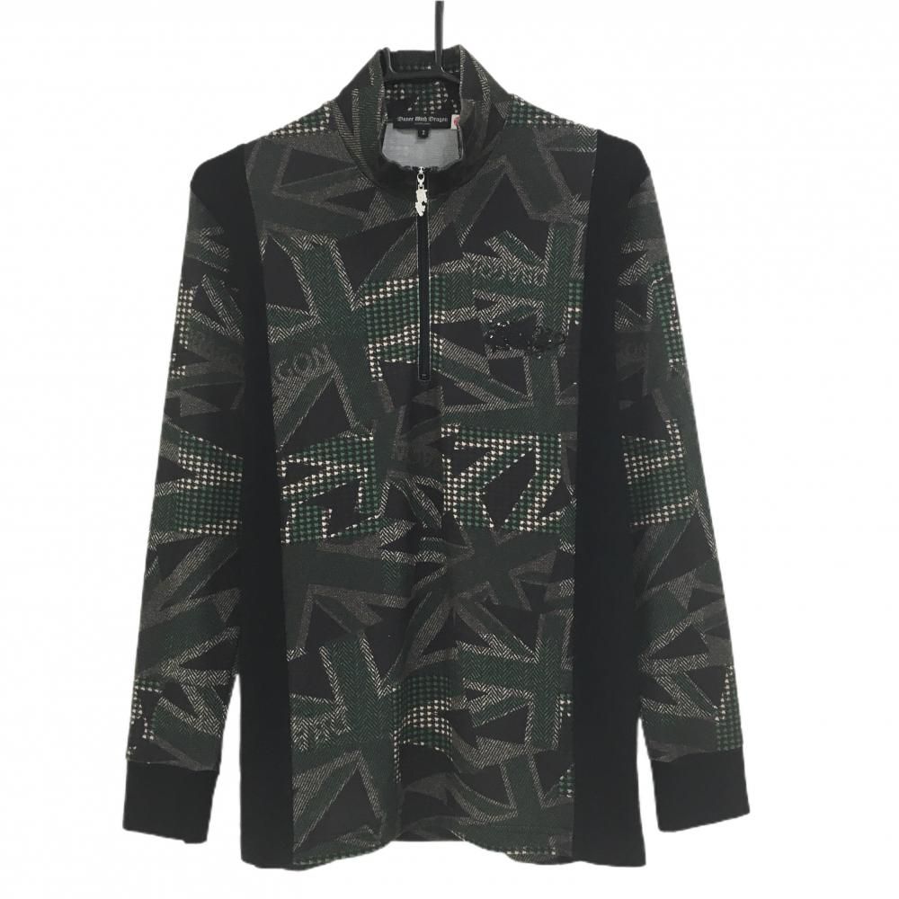 美品】ダンスウィズドラゴン 長袖ハイネックシャツ 黒×グリーン 一部総